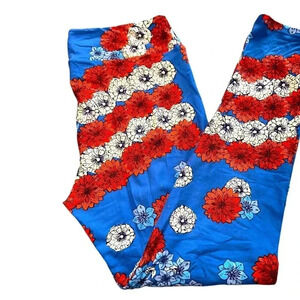 Lularoe TC royal blue floral flag Americana leggings . NWT. Stunning!!